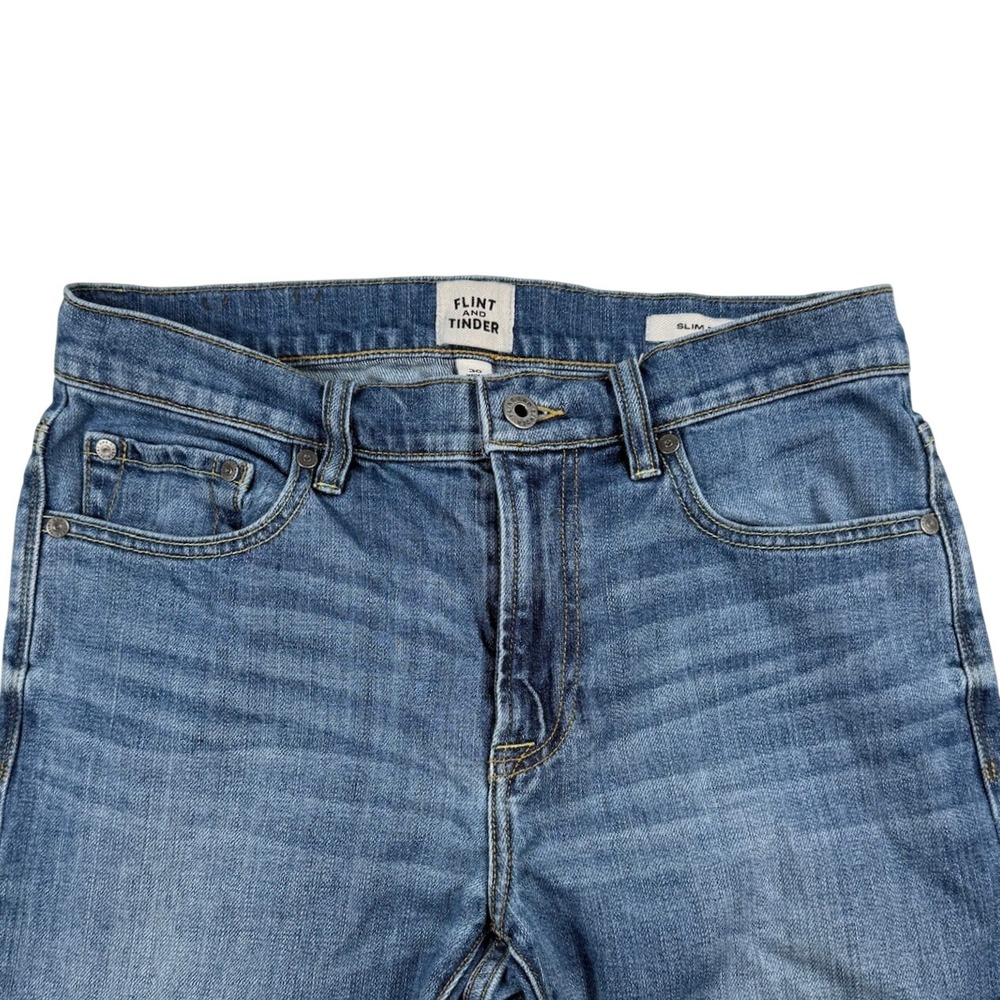 Flint and Tinder Mens Slim Fit Jeans Medium Wash Blue Denim Size 30x30